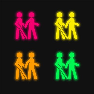 Blind four color glowing neon vector icon clipart