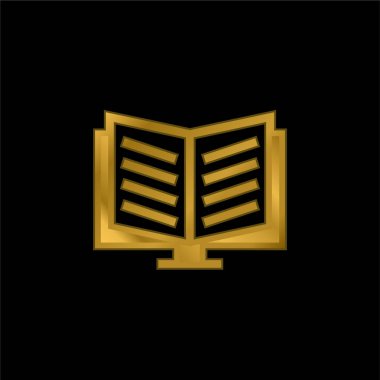 Standart Altın Kaplama Metal Simge veya logo Vektörü Üzerine Açılan Kitap