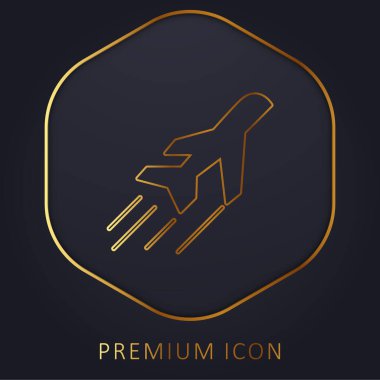 Uçak Yanı Görünümü Uçuş Altın Çizgisi prim logosu veya simgesi