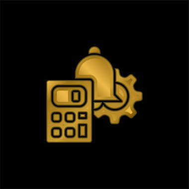 Altın kaplamalı metalik simge veya logo vektörünü denetle