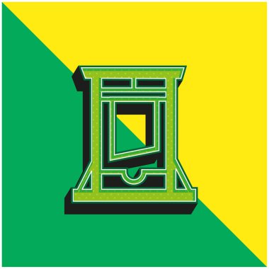 Kafaları kesmek için antik silah Yeşil ve sarı 3D vektör simgesi logosu
