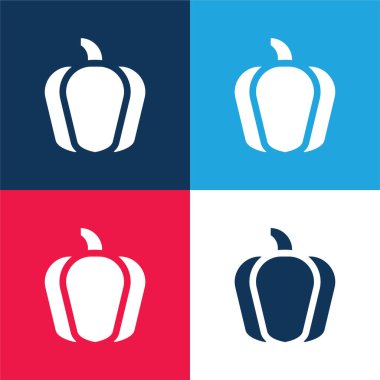 Bell Pepper blue and red four color minimal icon set clipart