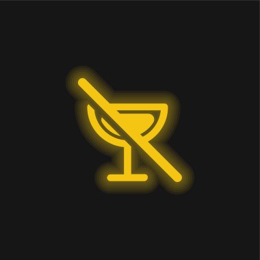Alkolik İçecekler İçki Yasağı Sarı parlak neon simgesi