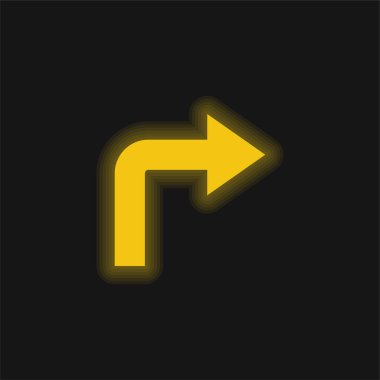 Arrow Angle Turning To Right yellow glowing neon icon clipart