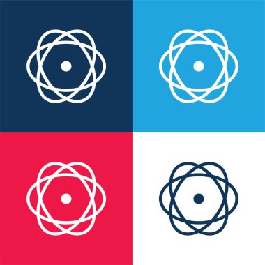 Atom Değişkeni mavi ve kırmızı dört renk minimal simgesi
