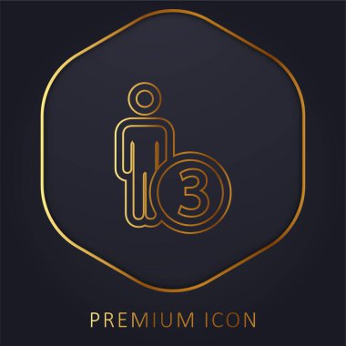 3 Persons Or Person Number Three Symbol golden line premium logo or icon clipart