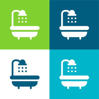 Küvet Düz 4 renk simgesi seti