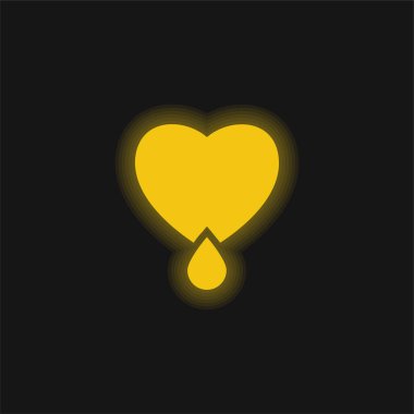 Kanayan Kalp sarı parlak neon simgesi