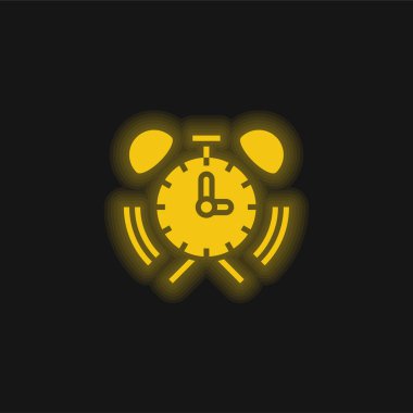 Alarm Saati sarı parlayan neon simgesi
