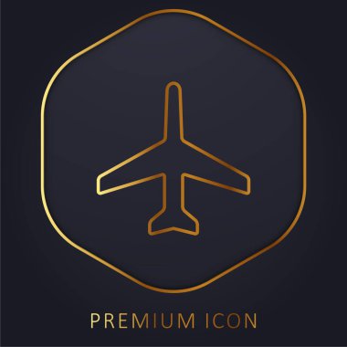 Altın çizgi prim logosunu veya simgesini gösteren uçak