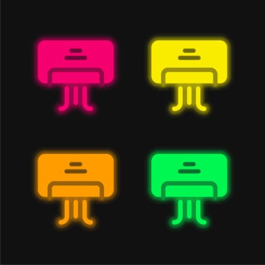 Klima Dört renk parlayan neon vektör simgesi