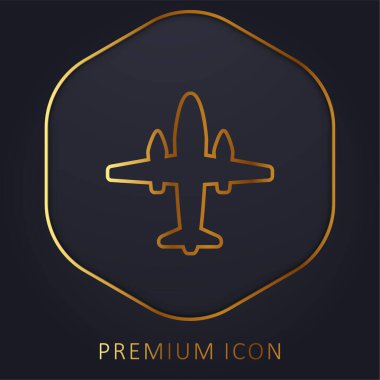 İki Büyük Motorlu Uçak Altın Çizgili Logo veya Simgesi
