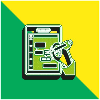 Analiz Yeşil ve Sarı 3D modern vektör simgesi logosu