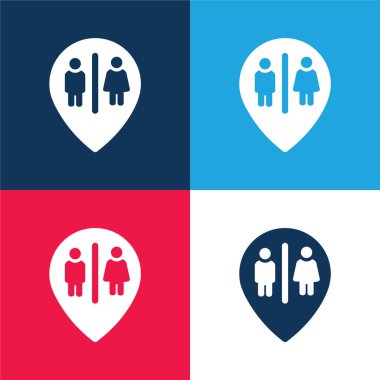 Baths Marker Point blue and red four color minimal icon set clipart