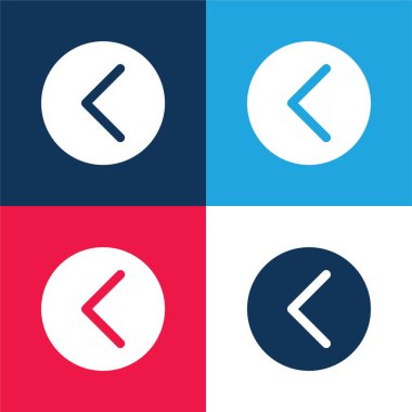 Bir Çemberin İçindeki Sol 'u işaret eden ok mavi ve kırmızı dört renk minimal simgesi