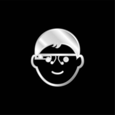 Google Gözlüklü Çocuk Kafası gümüş kaplama metalik simge