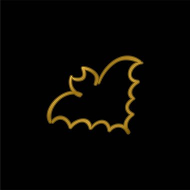 Bat Outline gold plated metalic icon or logo vector clipart
