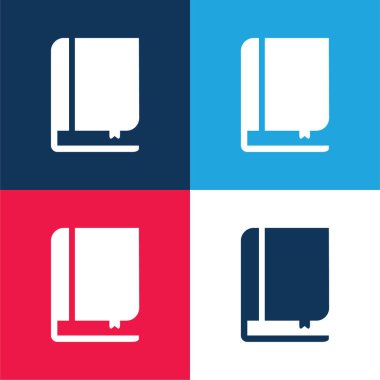 Kitap ve Yer İmleri mavi ve kırmızı En az dört renk simgesi