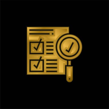 Altın kaplama metalik simge veya logo vektörünü onayla