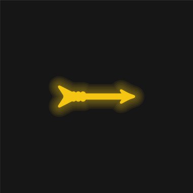 Sarı ok parlayan neon simgesi