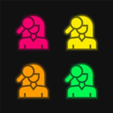 Dört renk parıldayan neon vektör simgesi lekeler