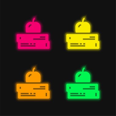 Parlayan dört renk neon vektör simgesi kitaplarıName