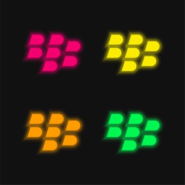 Blackberry dört renk parlayan neon vektör simgesi