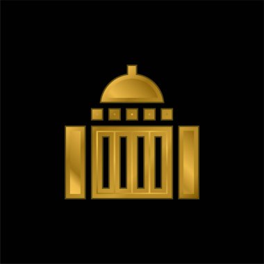 Sanat Müzesi altın kaplama metalik simge veya logo vektörü