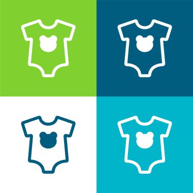 Ayı Kafalı Şapşal Düz Düz Düz Dört Renk Simgesi