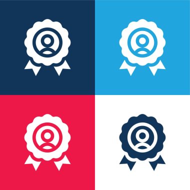 Best Employee blue and red four color minimal icon set clipart