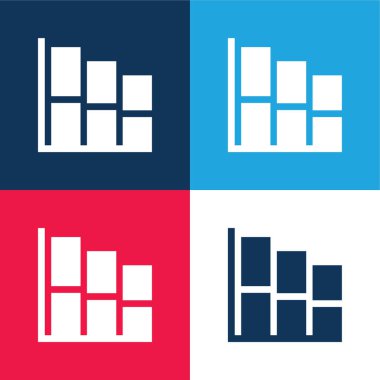 Çizelge mavi ve kırmızı dört renk minimal simge kümesi