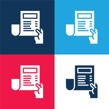 Bill mavi ve kırmızı dört renk minimal simge kümesi