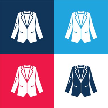 Blazer blue and red four color minimal icon set clipart