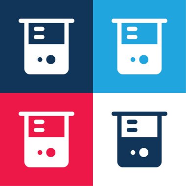 Beher mavi ve kırmızı dört renk minimal simge kümesi