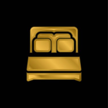 Yatak altın kaplamalı metalik simge veya logo vektörü