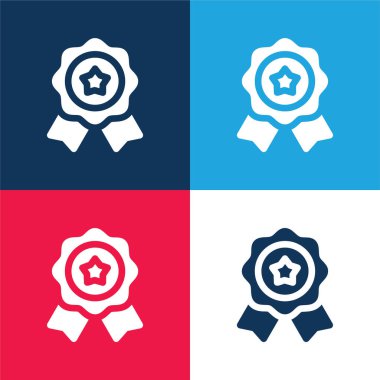 Rozet mavi ve kırmızı dört renk minimal simge kümesi