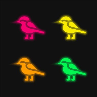 Bird four color glowing neon vector icon clipart