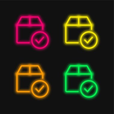 Onaylanan dört renkli neon vektör simgesi
