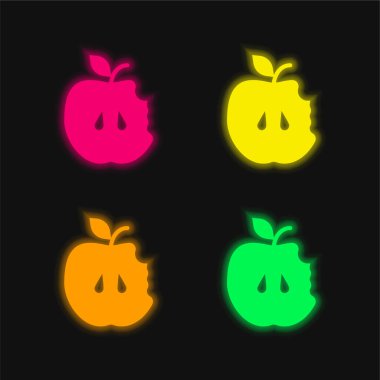 Apple dört renk parlayan neon vektör simgesi