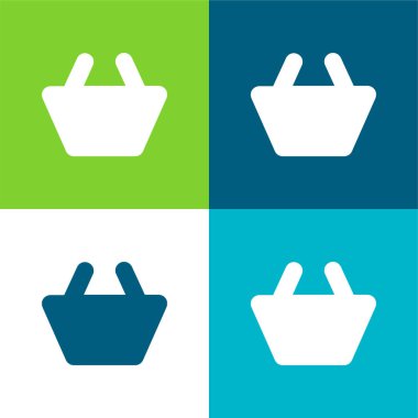 Sepet Siyah Şekil Düz 4 renk simgesi seti