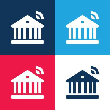 Banking blue and red four color minimal icon set clipart