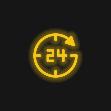 24 Saat Sarı Parlayan Neon simgesi