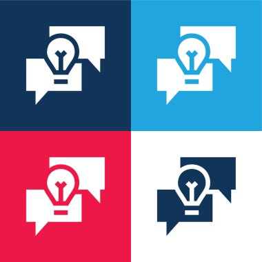 Brainstorming blue and red four color minimal icon set clipart