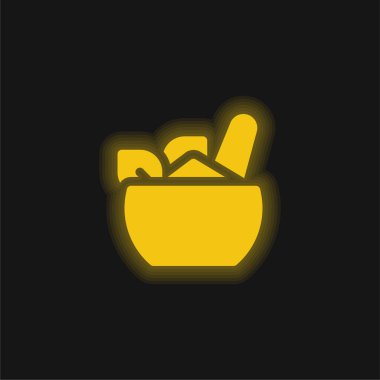Ayurvedik sarı parlak neon simgesi