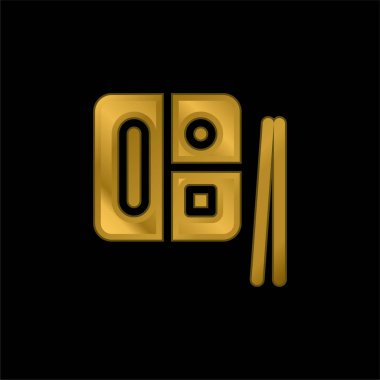 Bento altın kaplama metalik simge veya logo vektörü