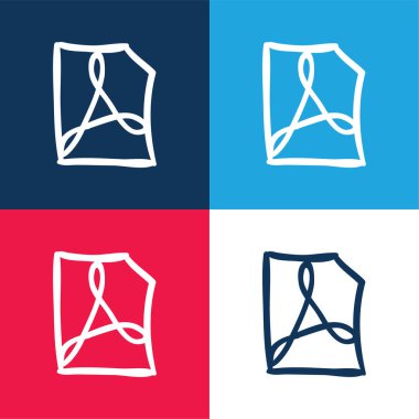 Adobe Okuyucu Dosyası Taslak Mavi ve Kırmızı Dört Renk minimal simgesi