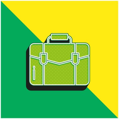 Evrak çantası Yeşil ve sarı modern 3d vektör simgesi logosu