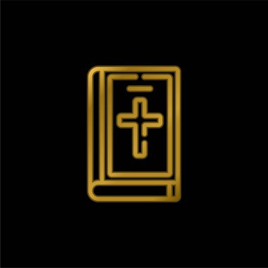 İncil altın kaplamalı metalik simge veya logo vektörü