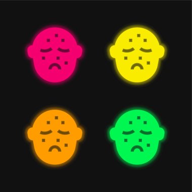 Acne four color glowing neon vector icon clipart