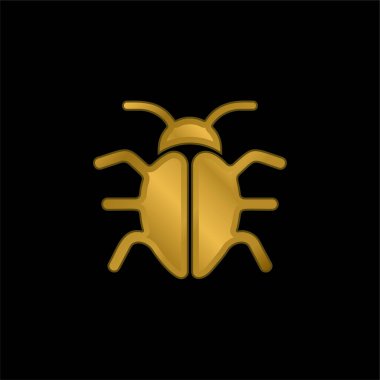 Big Bug gold plated metalic icon or logo vector clipart